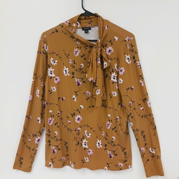 Ann Taylor Tops - ANN TAYLOR Tan Floral Blouse Size M